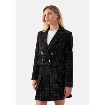 Just Like You  Jacken Black Plaid Double Breasted Short Women's Jacket günstig online kaufen