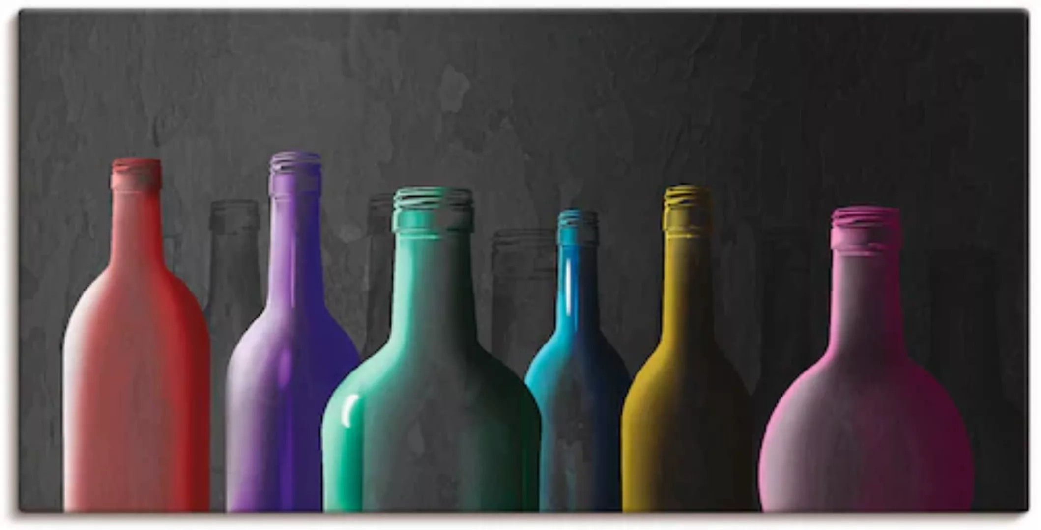 Artland Leinwandbild "Bunte Glasflaschen", Getränke, (1 St.), auf Keilrahme günstig online kaufen
