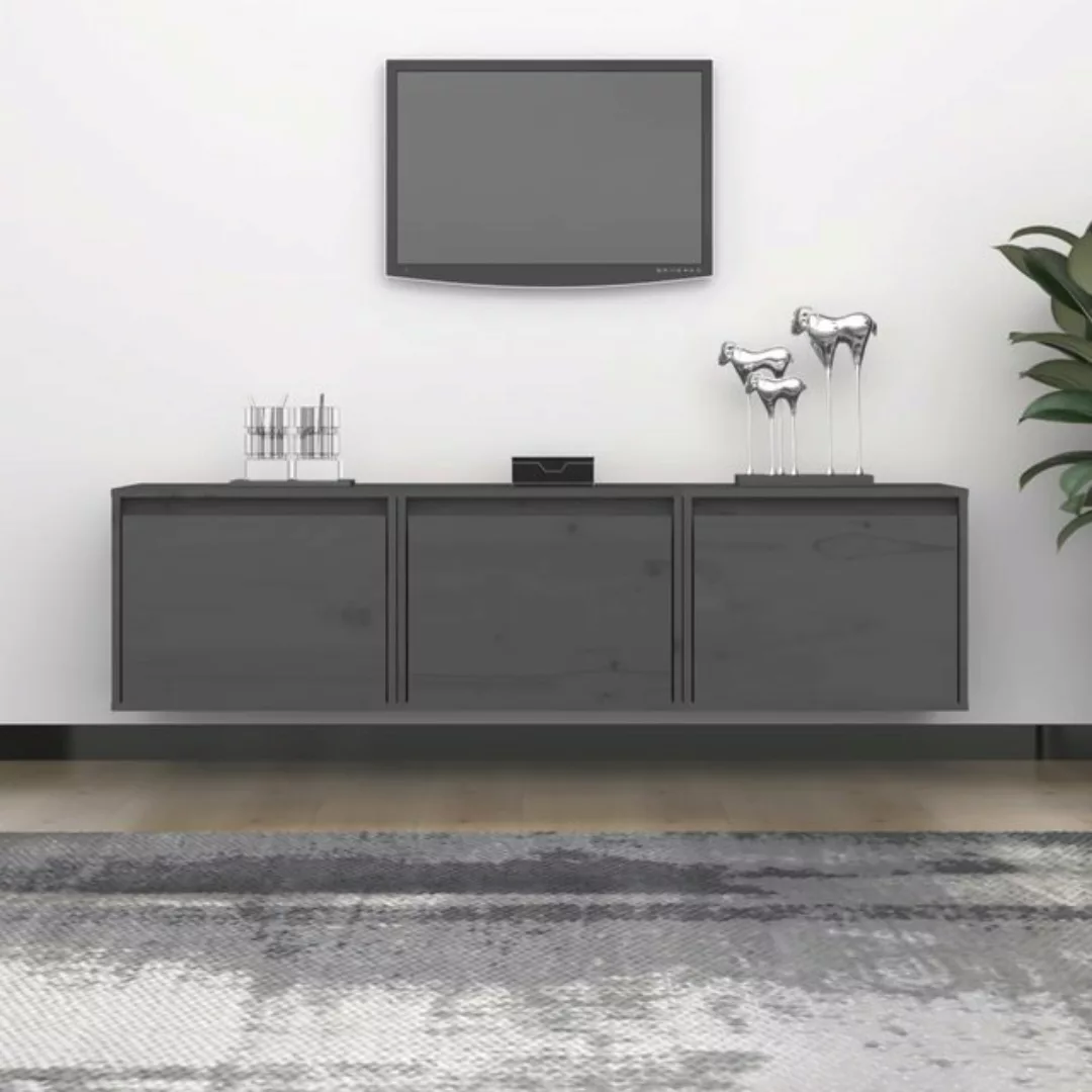 vidaXL TV-Schrank TV-Schränke 3 Stk Grau Massivholz Kiefer Lowboard Lowboar günstig online kaufen