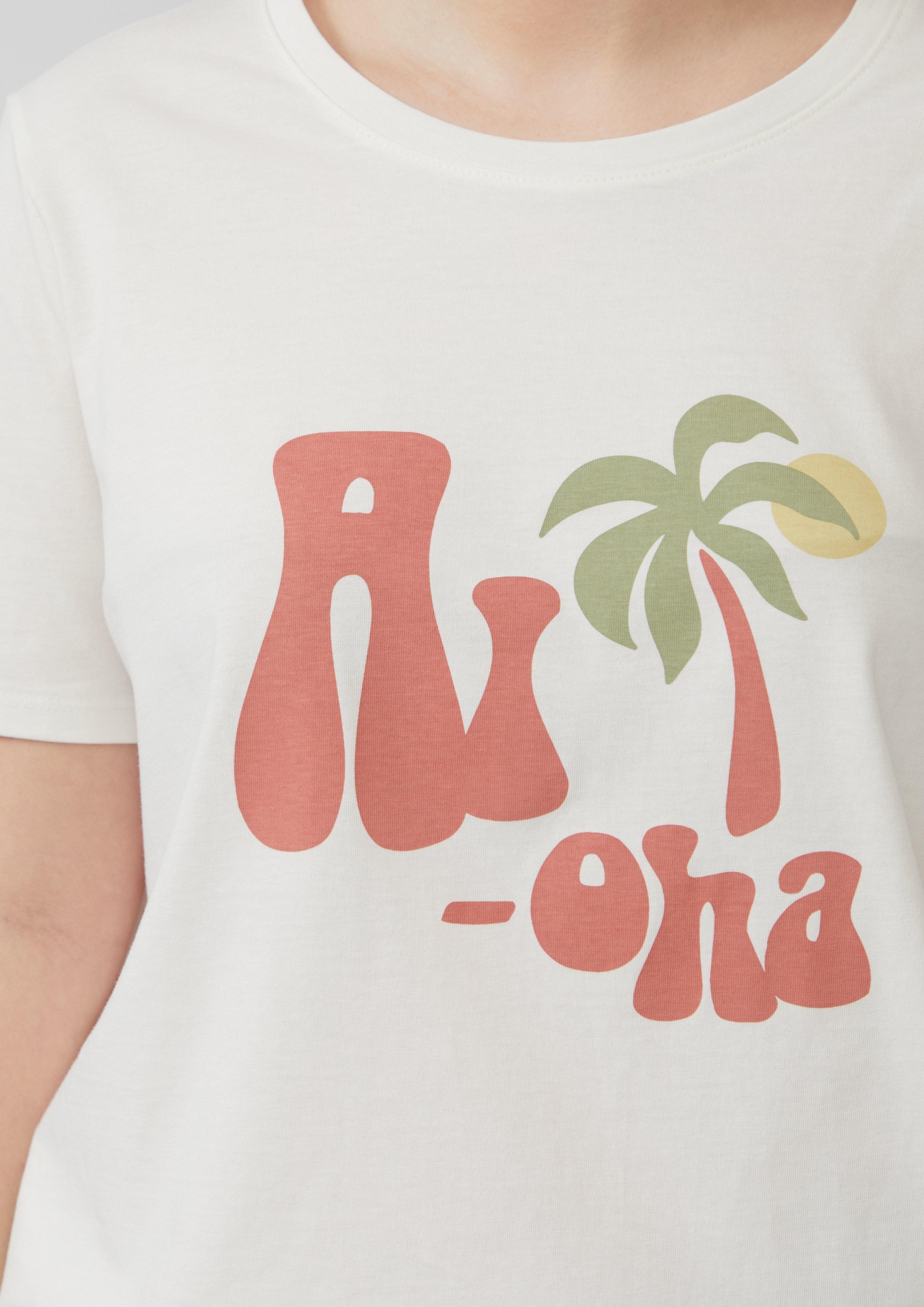 QS Kurzarmshirt Baumwollshirt mit Frontprint günstig online kaufen