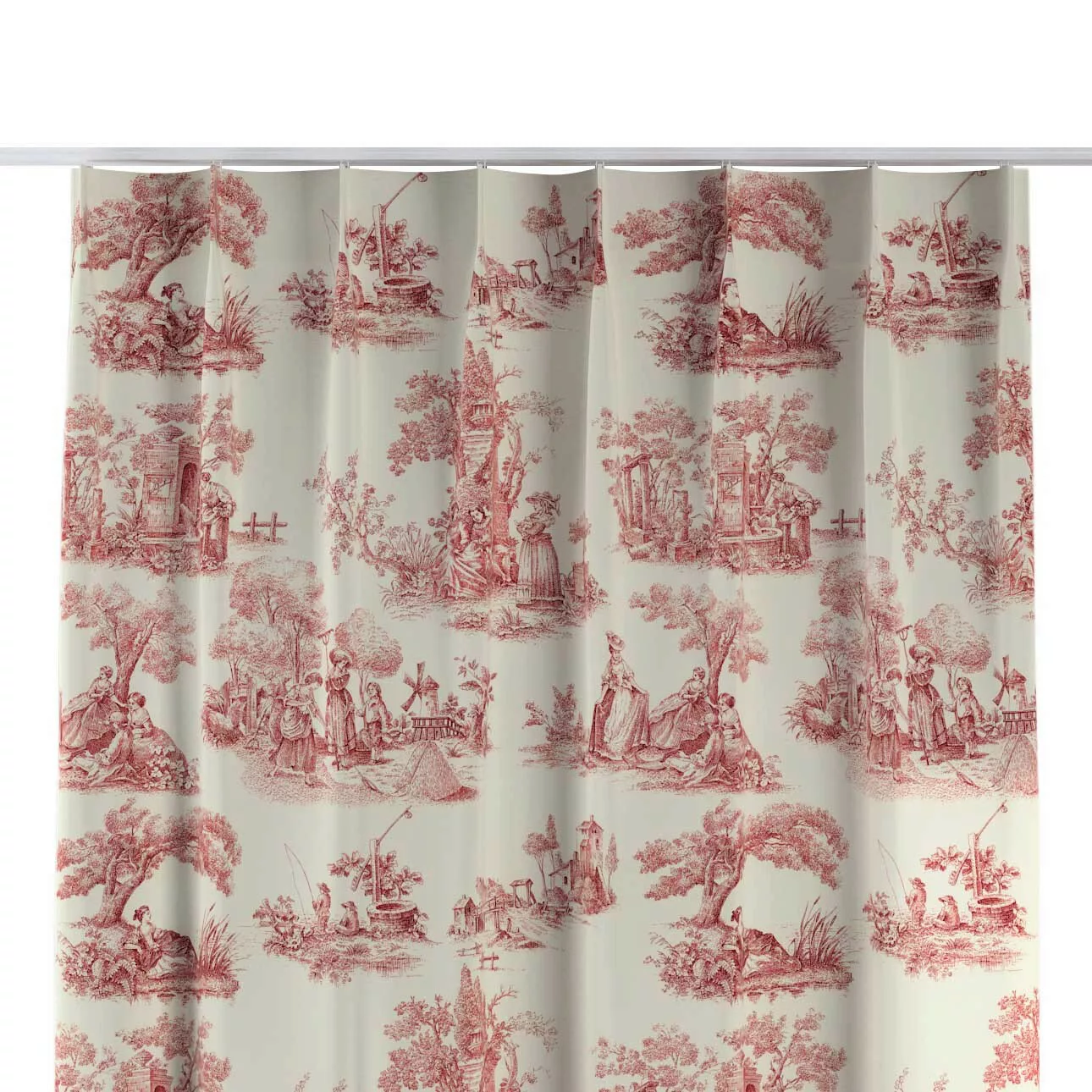 Vorhang mit flämischen 1-er Falten, creme- rot, Avinon (132-15) günstig online kaufen