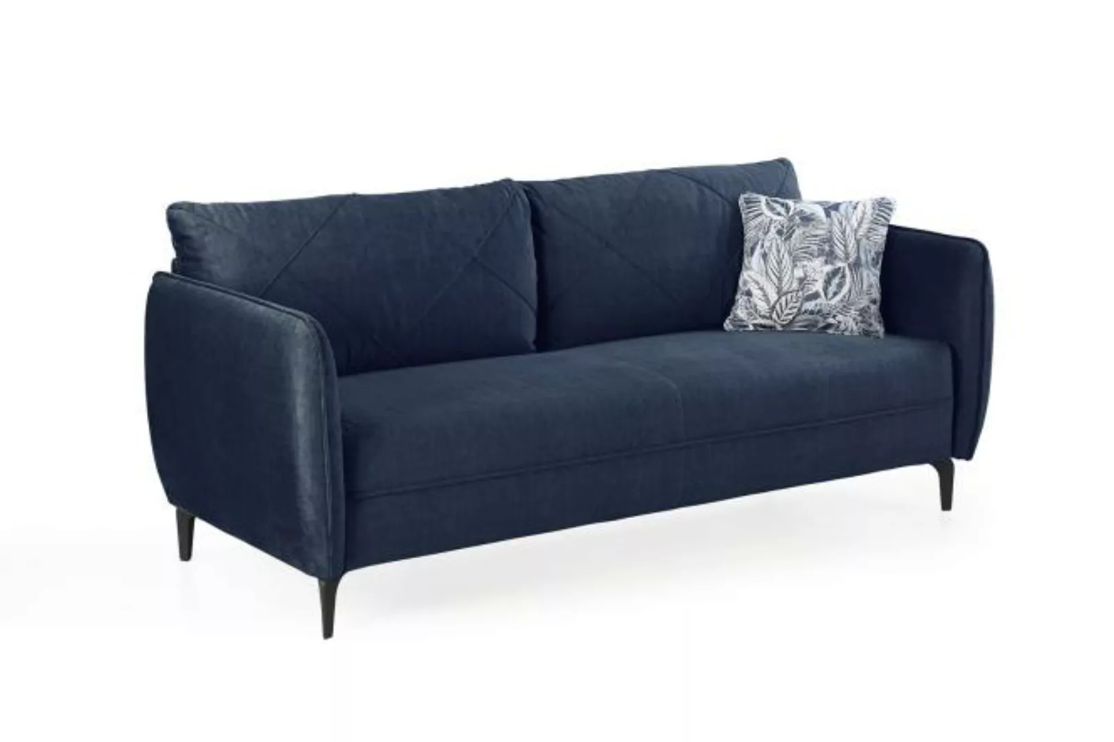 3er Sitzer Sofa NOVARA von JOB Velour blau günstig online kaufen