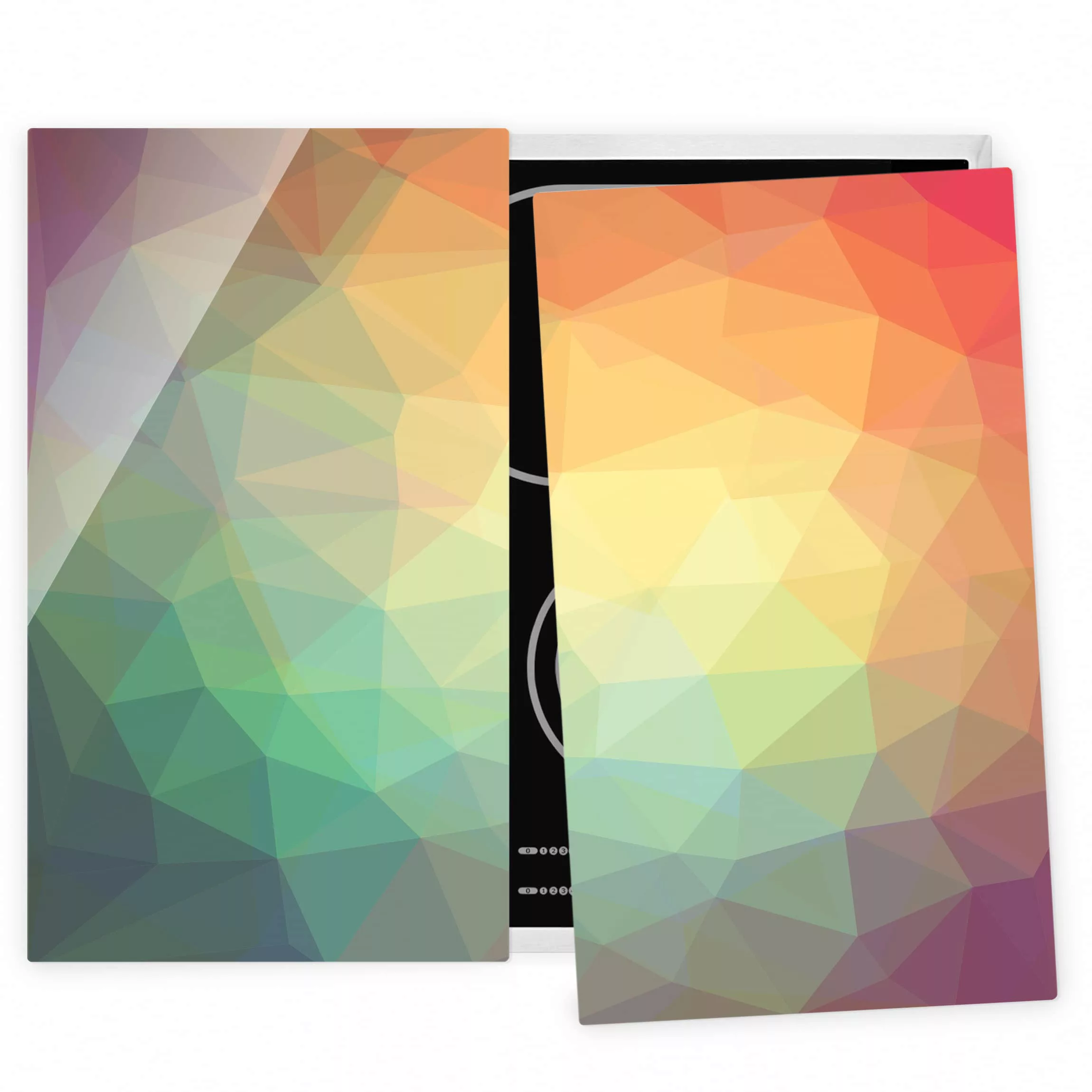 2-teilige Herdabdeckplatte Glas Muster & Textur Triangular günstig online kaufen