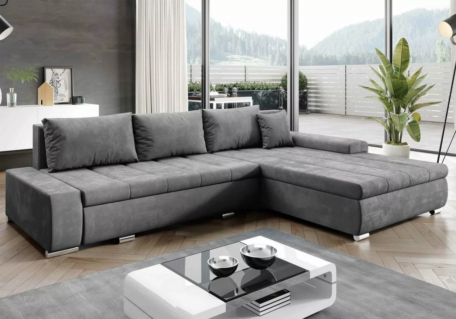 Furnix Ecksofa TOMMASO Sofa Schlaffunktion mit Bettkasten Kissen Couch, B29 günstig online kaufen