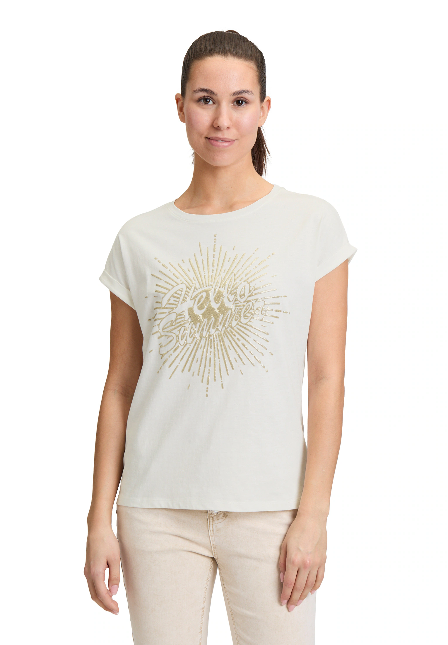 Cartoon Kurzarmshirt "Cartoon Damen Printshirt mit Ärmelaufschlag", (1 tlg. günstig online kaufen