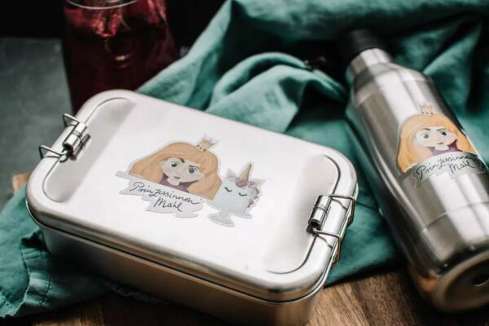 Edelstahl Set Lunchbox & Trinkflasche Prinzessin (Blond) günstig online kaufen