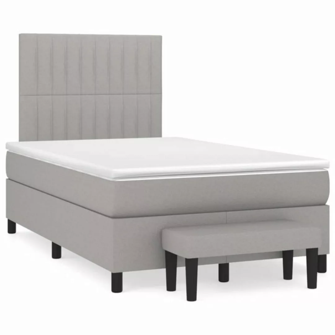 furnicato Bett Boxspringbett mit Matratze Hellgrau 120x200 cm Stoff günstig online kaufen