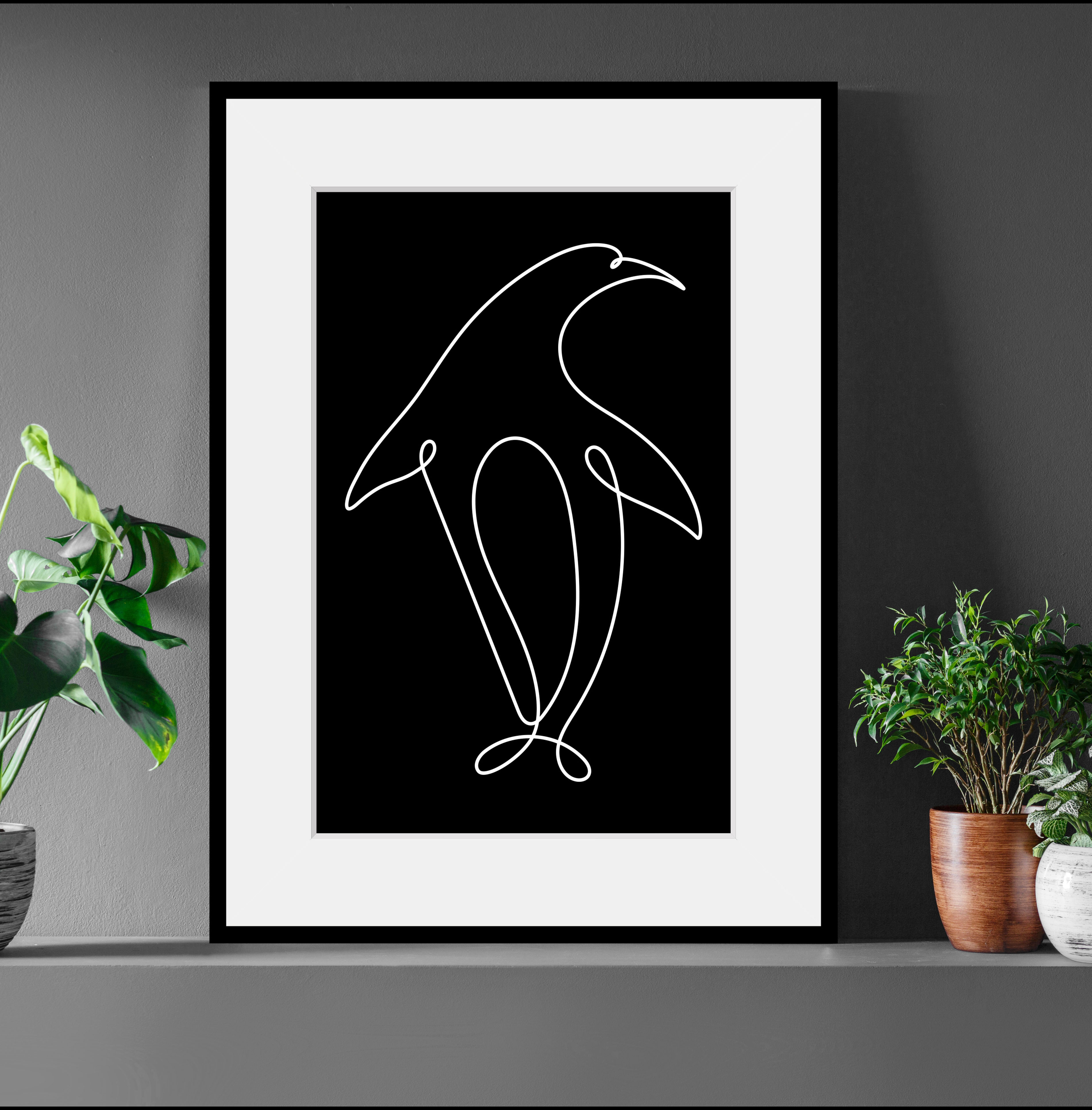 queence Bild "Lilu", Pinguine-Kunst-Schwarz-Weiß, (1 St.), HD Premium Poste günstig online kaufen