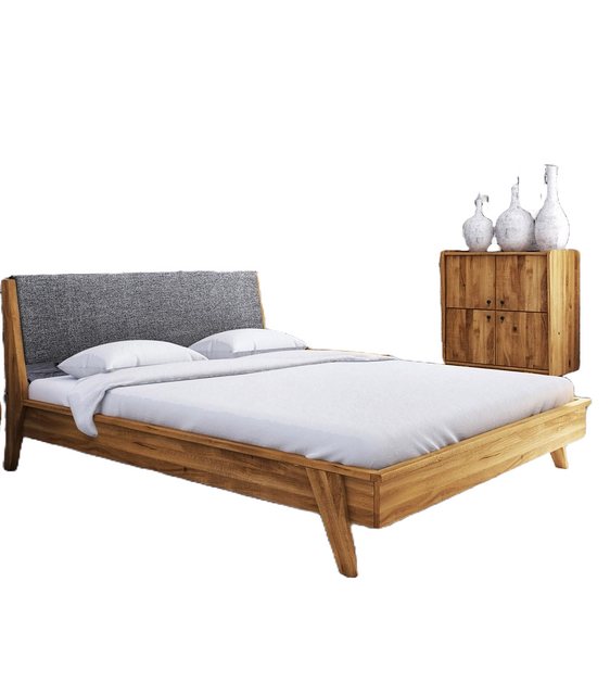 Natur24 Einzelbett Bett Jetro 1 Sonderlänge 100x210 Kernbuche Polsterkopfte günstig online kaufen