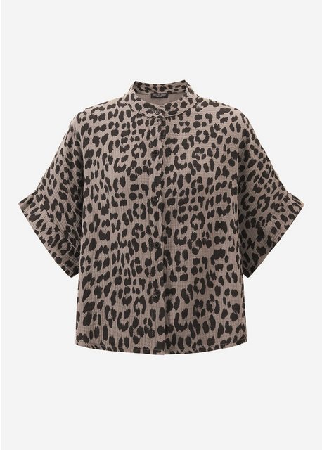 SASSYCLASSY Kurzarmbluse Musselin Bluse mit Leo-Print Lässige cropped Bluse günstig online kaufen