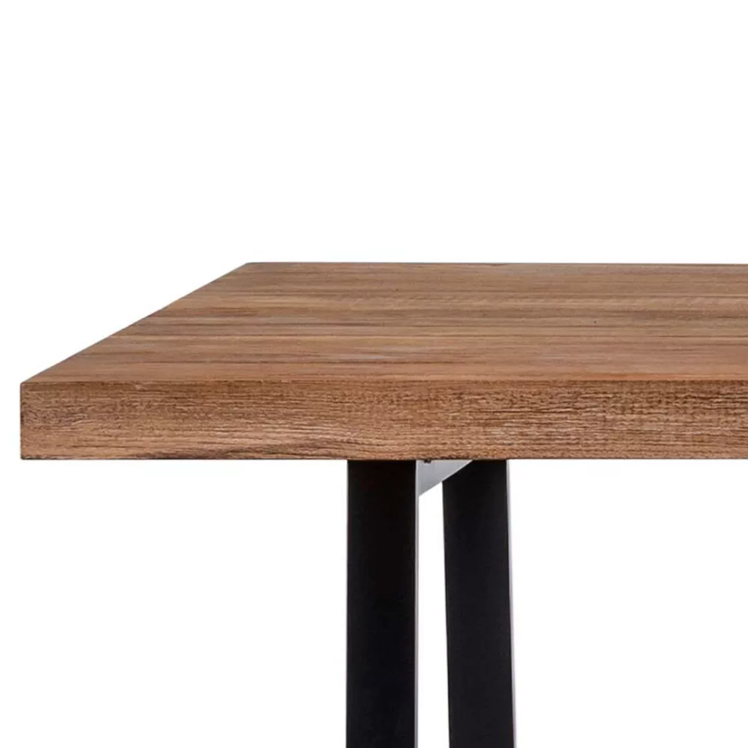 Esszimmer Tisch aus Massivholz und Metall Teakfarben günstig online kaufen