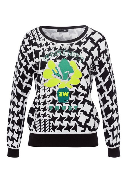 TUZZI Strickpullover mit Hahnentrittmuster und Frontprint günstig online kaufen