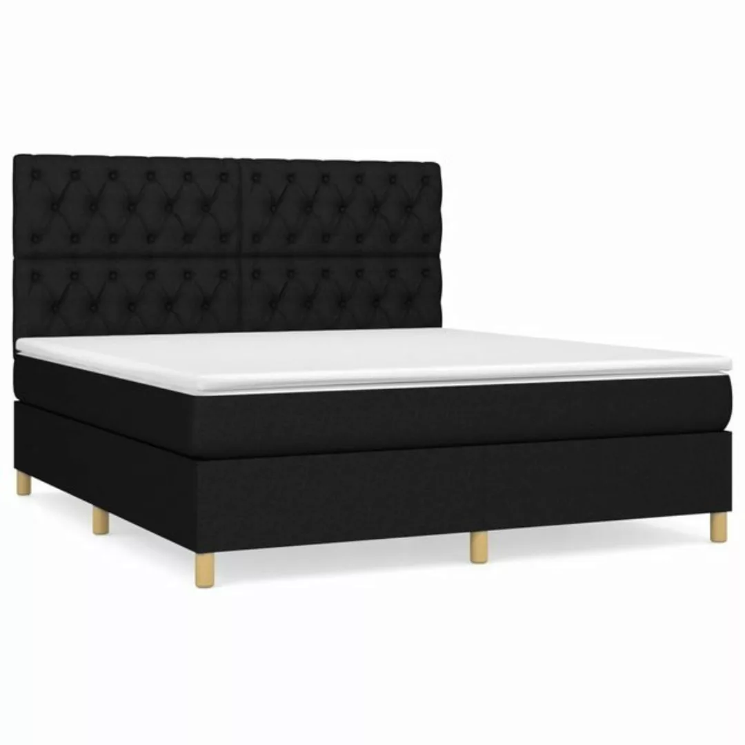 furnicato Bett Boxspringbett mit Matratze Schwarz 160x200 cm Stoff (1-tlg) günstig online kaufen