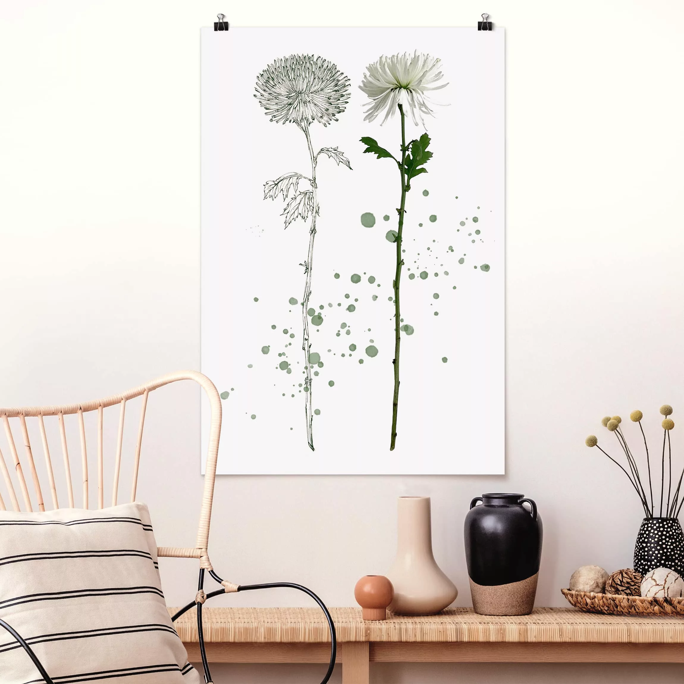 Poster Blumen - Hochformat Botanisches Aquarell - Löwenzahn günstig online kaufen