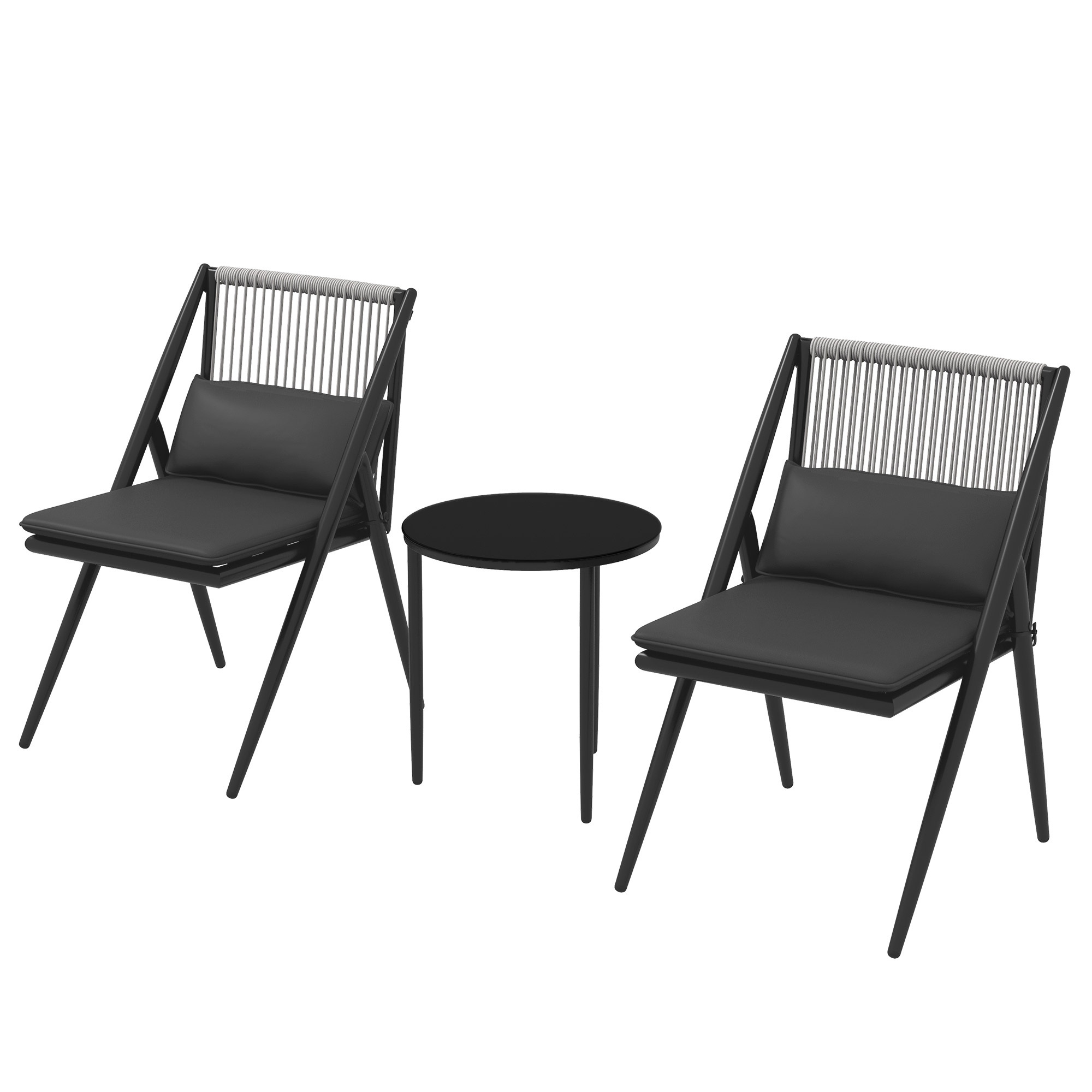 Outsunny Gartenmöbel Bistro-Set, 3-teiliges Gartenbistro-Set mit 2 Sesseln günstig online kaufen