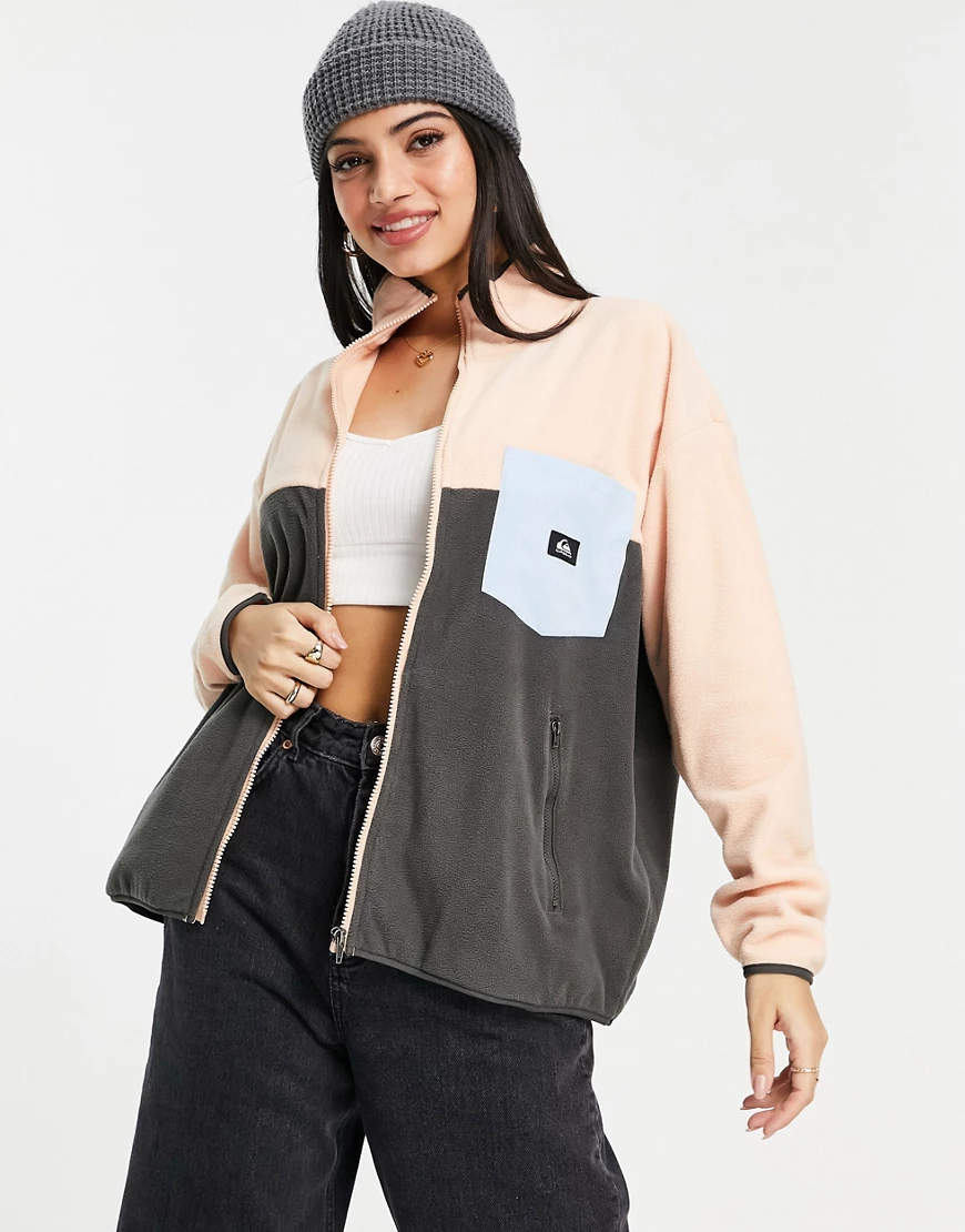 Quiksilver – Heritage Thrift – Fleece-Jacke in Rosa mit Reißverschluss günstig online kaufen