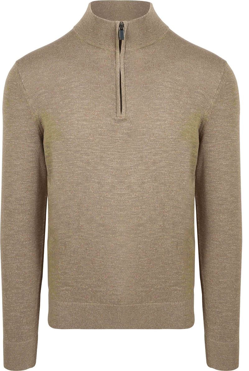 Suitable Slub Yarn Half Zip Pullover Beige - Größe 3XL günstig online kaufen