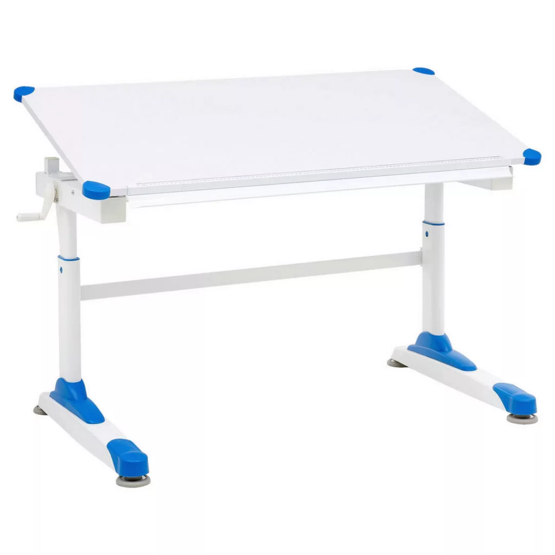 Design Kinderschreibtisch 119 x 67 cm Blau/tisch HolWeiß Maltisch | Neigbar günstig online kaufen