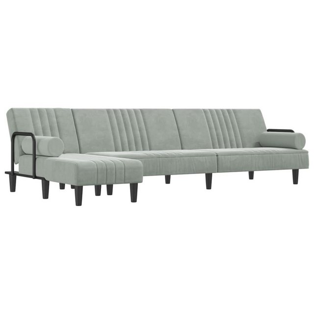 vidaXL Sofa Schlafsofa in L-Form Hellgrau 260x140x70 cm Samt Schlafcouch Ch günstig online kaufen