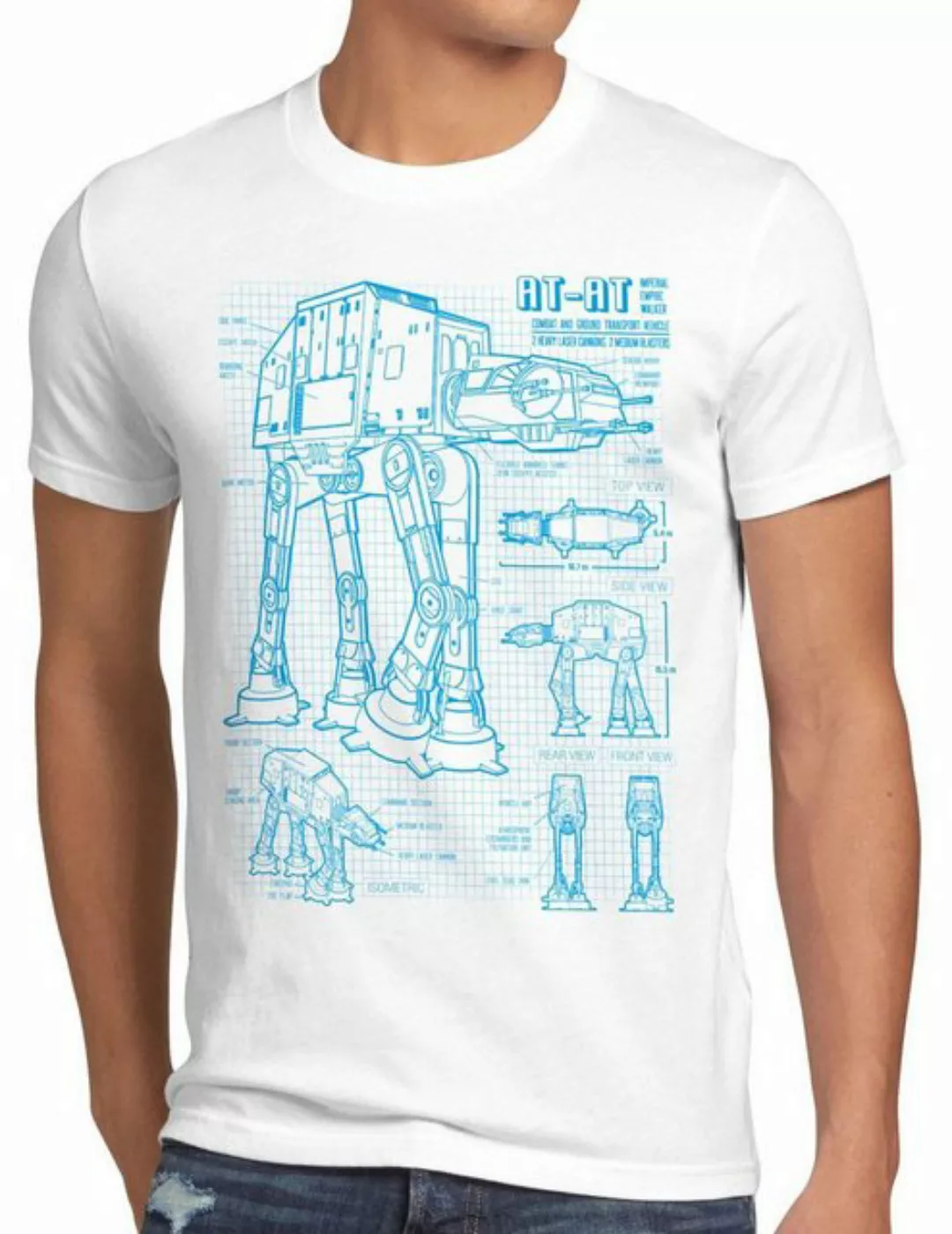 style3 Print-Shirt Herren T-Shirt AT-AT blaupause walker star krieg wars im günstig online kaufen