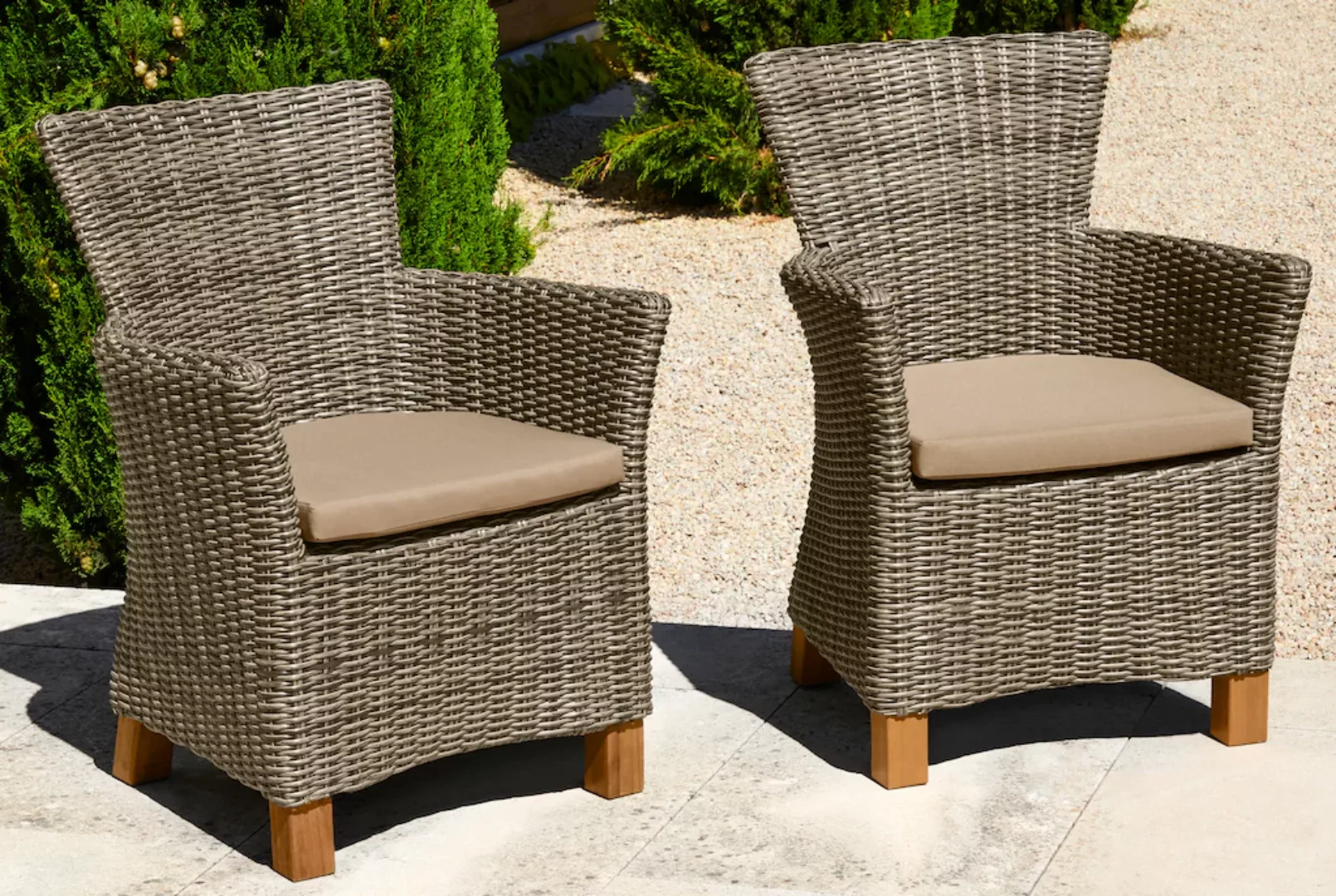 MERXX Gartensessel "Toskana", (Set, 2 St.), 2er Set, Polyrattan/Non-Wood, g günstig online kaufen