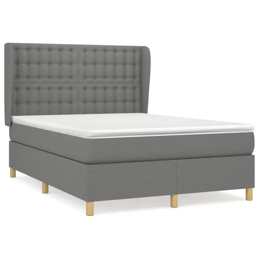 Vidaxl Boxspringbett Mit Matratze Dunkelgrau 140x200 Cm Stoff günstig online kaufen