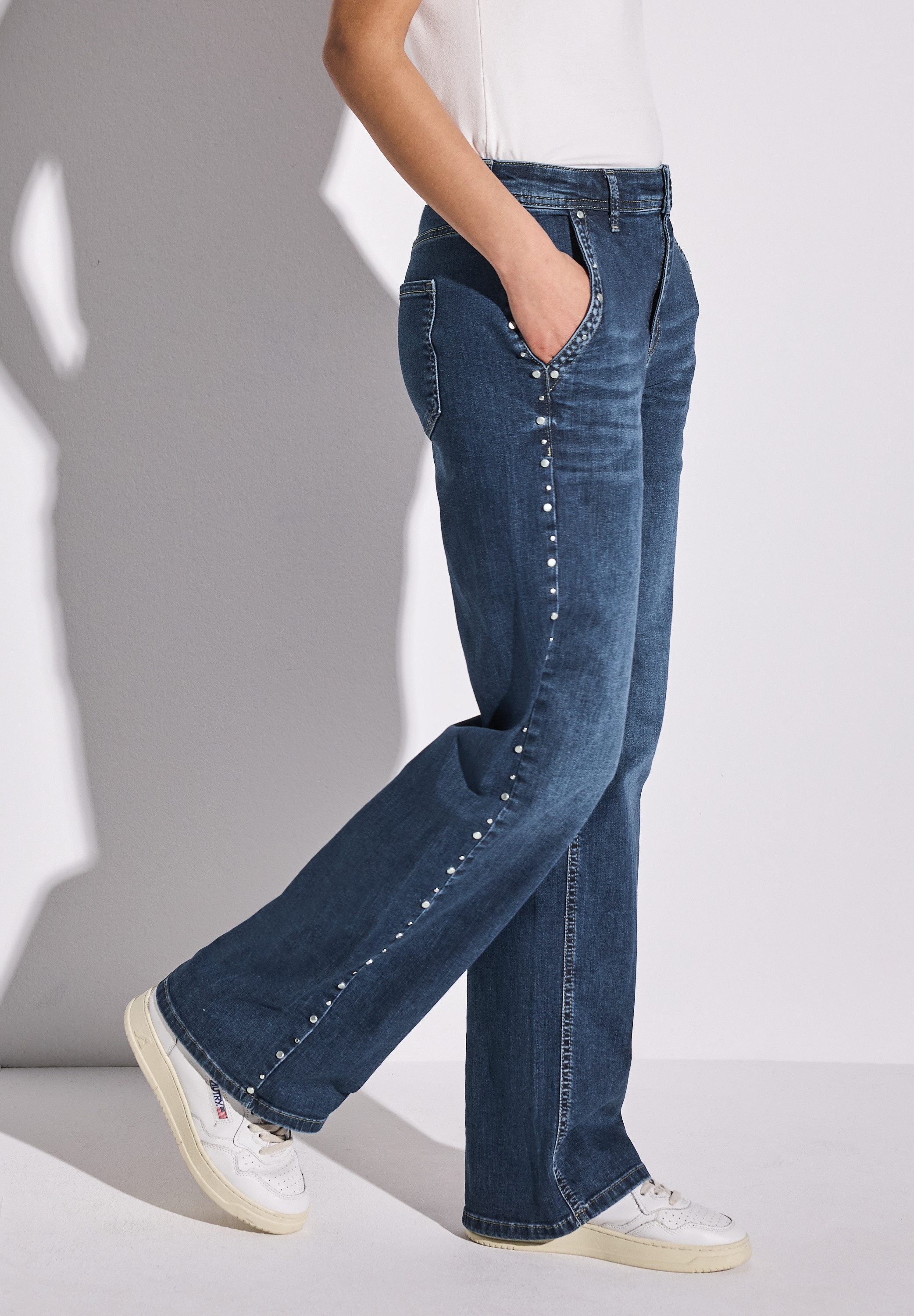 STREET ONE High-waist-Jeans mit Nieten günstig online kaufen