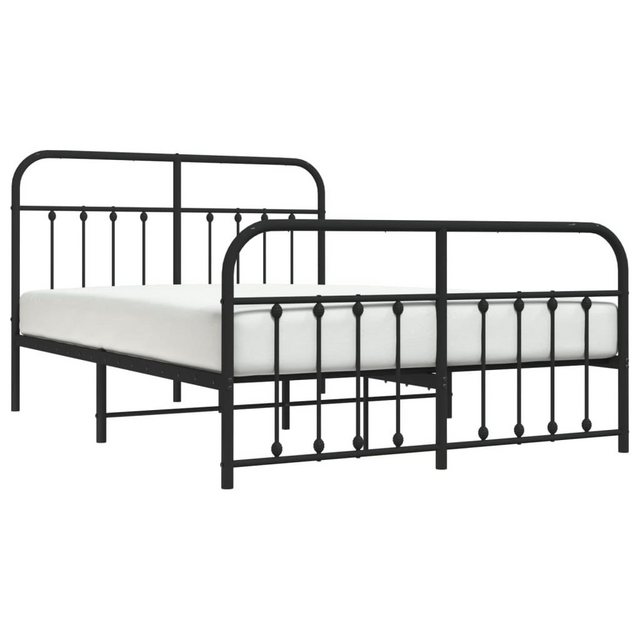 furnicato Bettgestell mit Kopf- und Fußteil Metall Schwarz 135x190 cm (1-tl günstig online kaufen