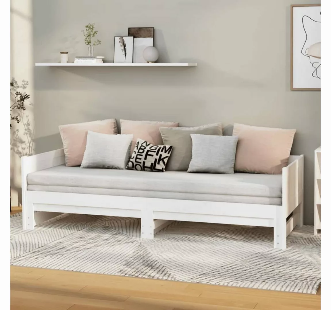 furnicato Bett Tagesbett Ausziehbar Weiß Massivholz Kiefer 2x(90x200) cm günstig online kaufen