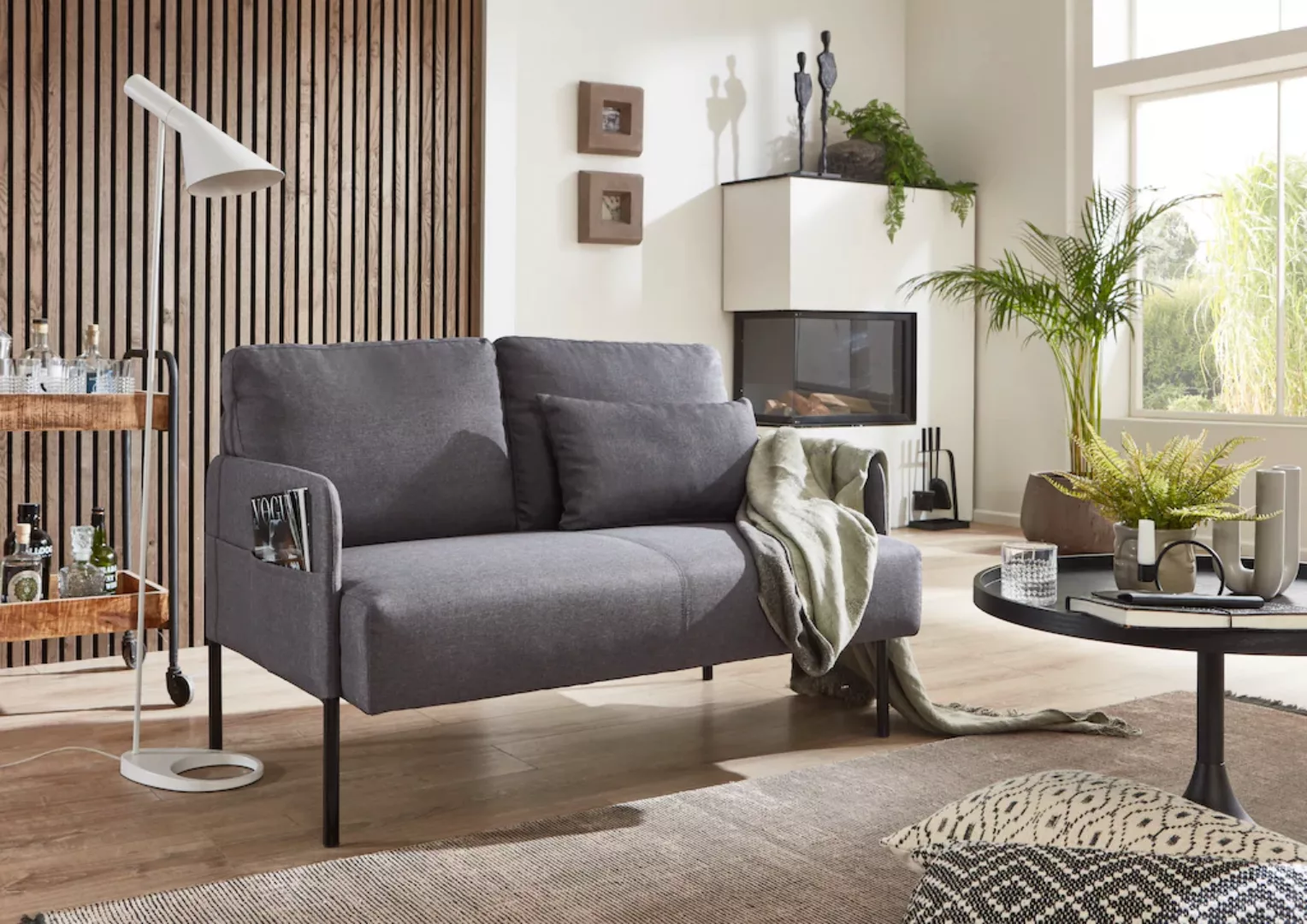 ATLANTIC home collection Sofa "Glenn", mit Seitentasche, Rückenkissen und W günstig online kaufen