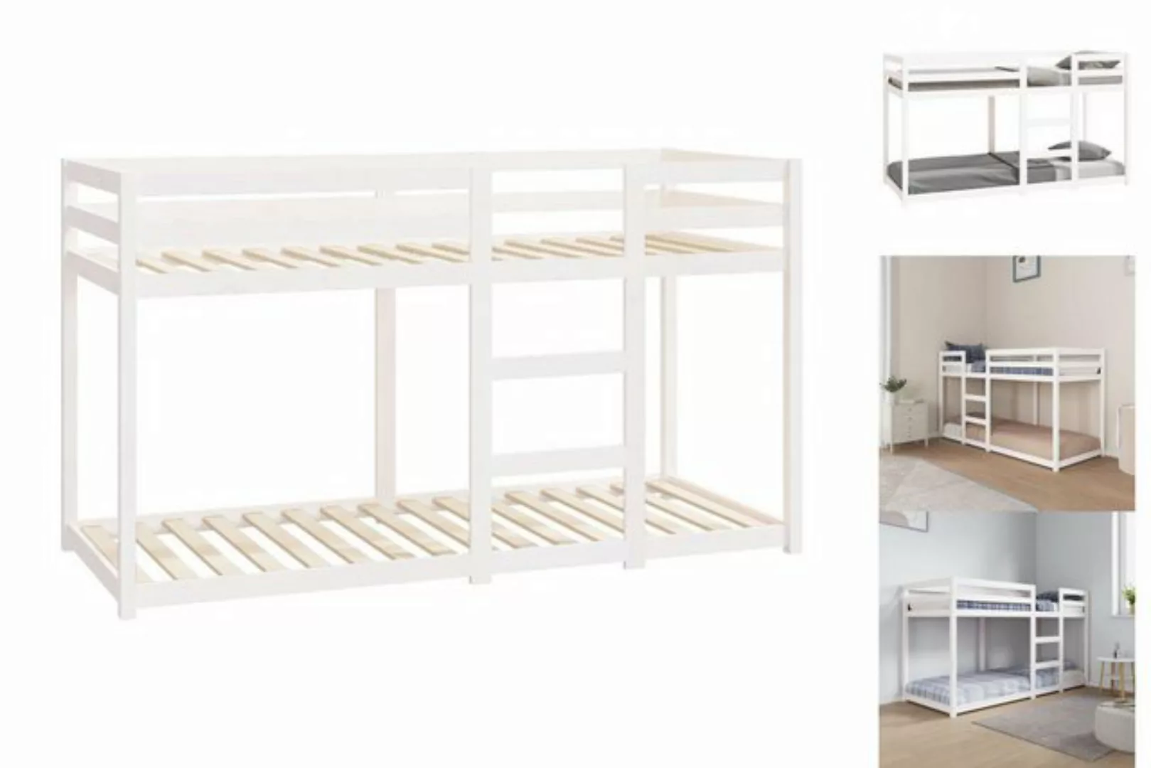 vidaXL Etagenbett Etagenbett Weiß 75x190 cm Massivholz Kiefer Bett Bettgest günstig online kaufen