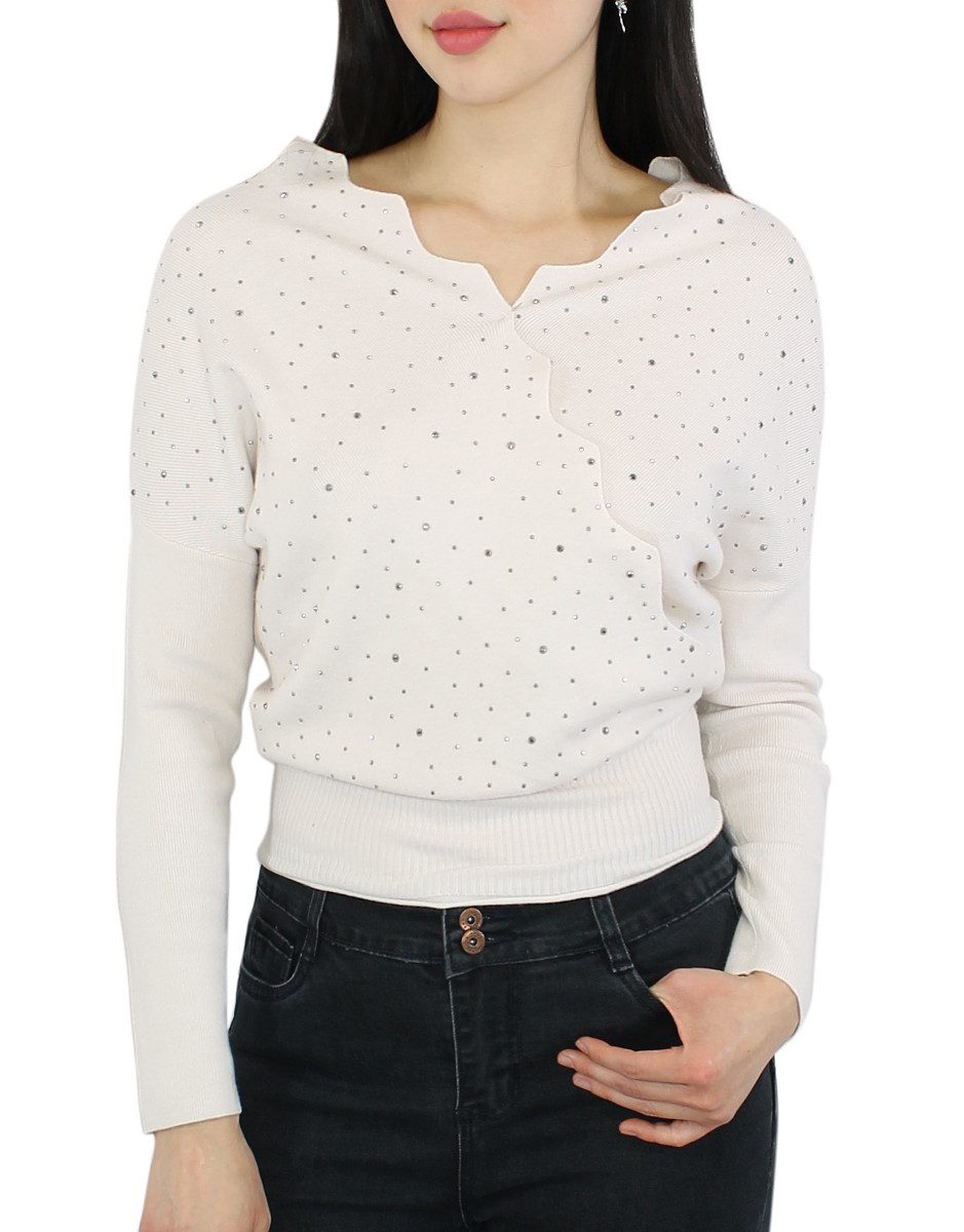 dy_mode V-Ausschnitt-Pullover Damen Feinstrick Pullover mit günstig online kaufen