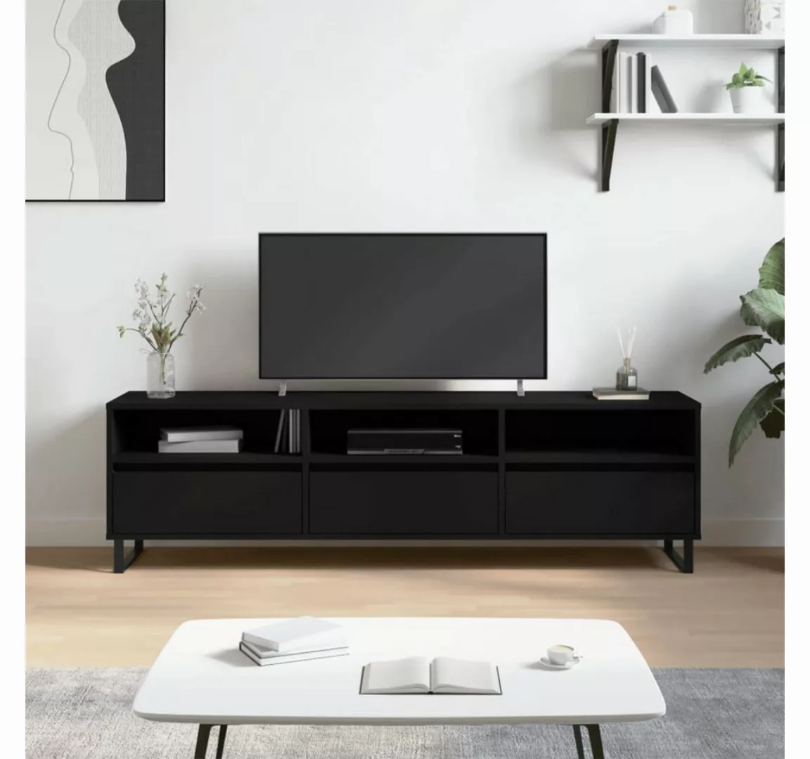 furnicato TV-Schrank Schwarz 150x30x44,5 cm Holzwerkstoff günstig online kaufen