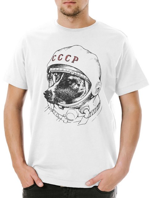 Urban Backwoods Print-Shirt Space Dog Laika Herren T-Shirt Rakete Raumschif günstig online kaufen