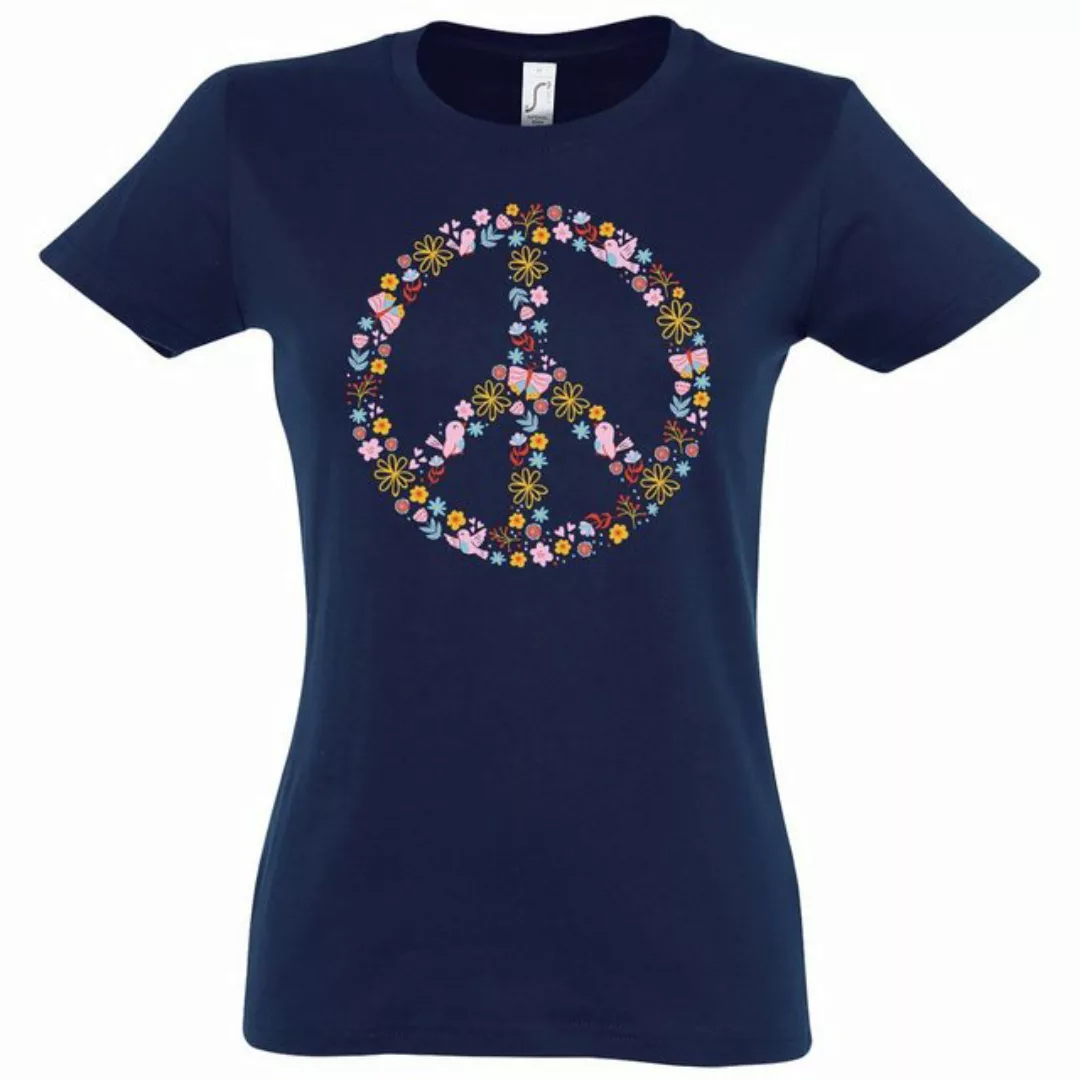 Youth Designz T-Shirt Peace Flowers Damen Shirt mit Trendigem Retro Look günstig online kaufen