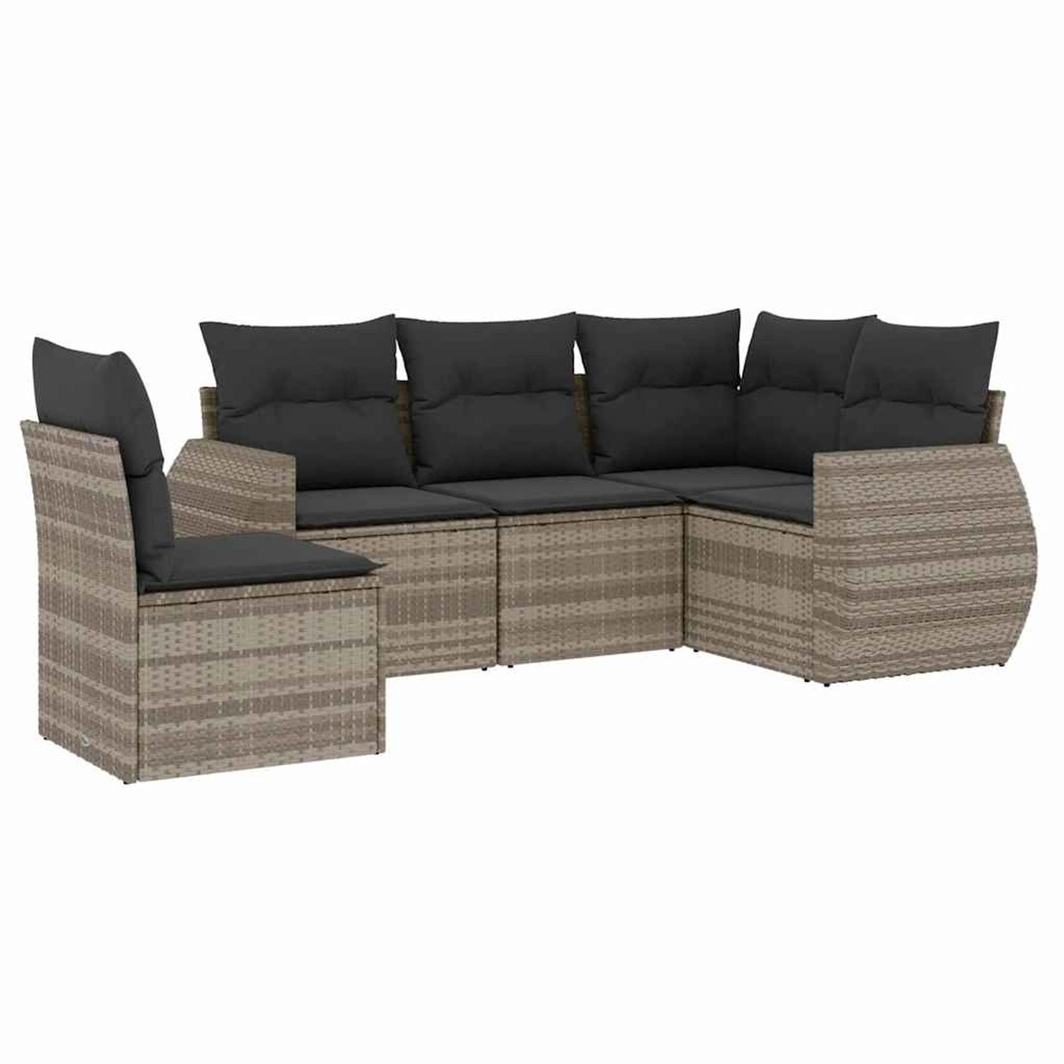 vidaXL 5-Tlg Garten-Sofagarnitur mit Kissen Hellgrau Poly Rattan 3253709 günstig online kaufen