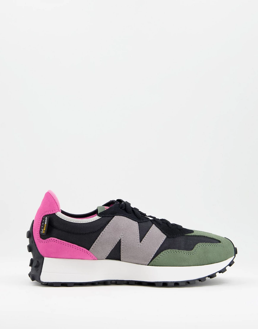 New Balance – 327 – Sneaker in Schwarz, Rosa und Grün günstig online kaufen