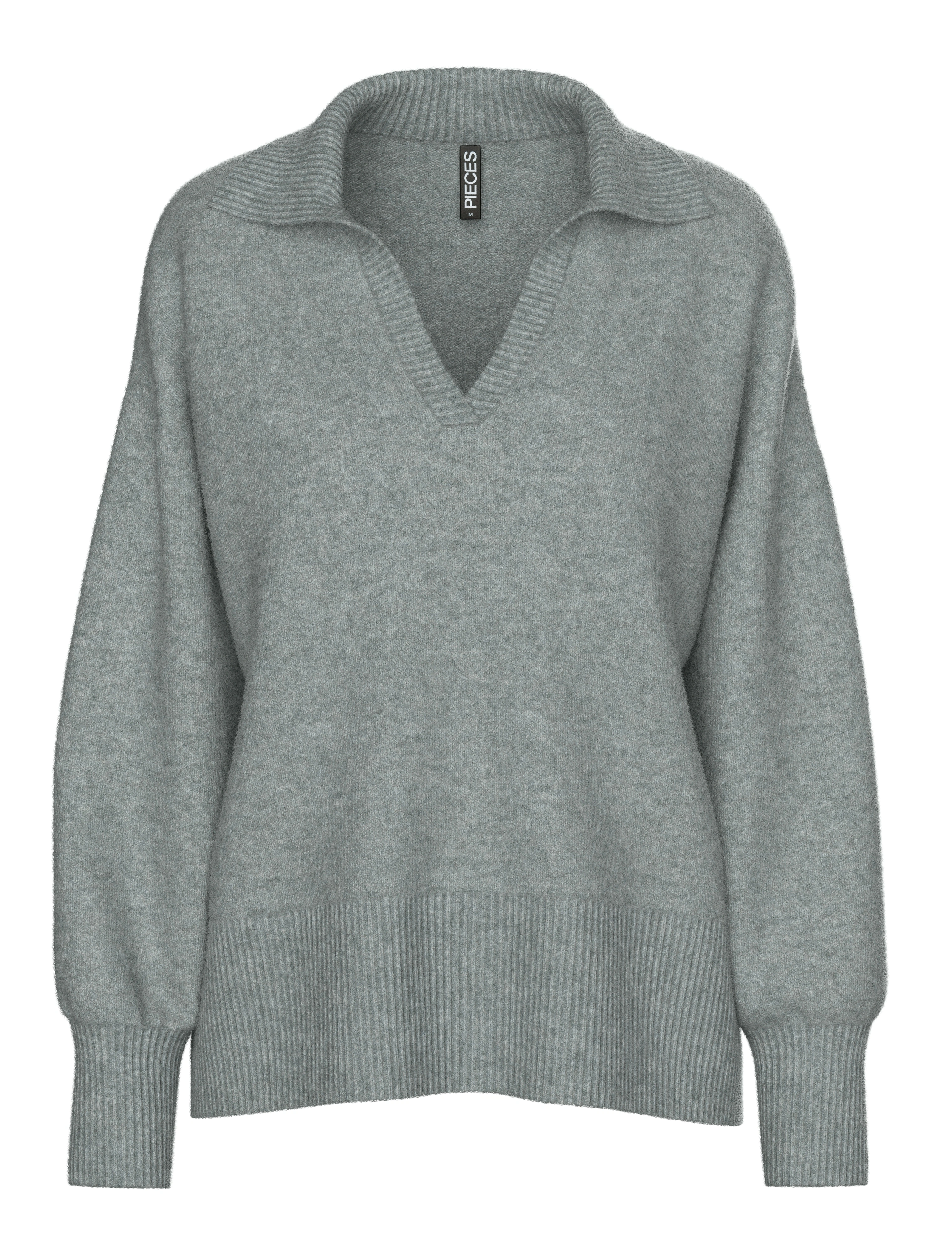 pieces V-Ausschnitt-Pullover "PCMALOU LS POLO KNIT NOOS BC" günstig online kaufen
