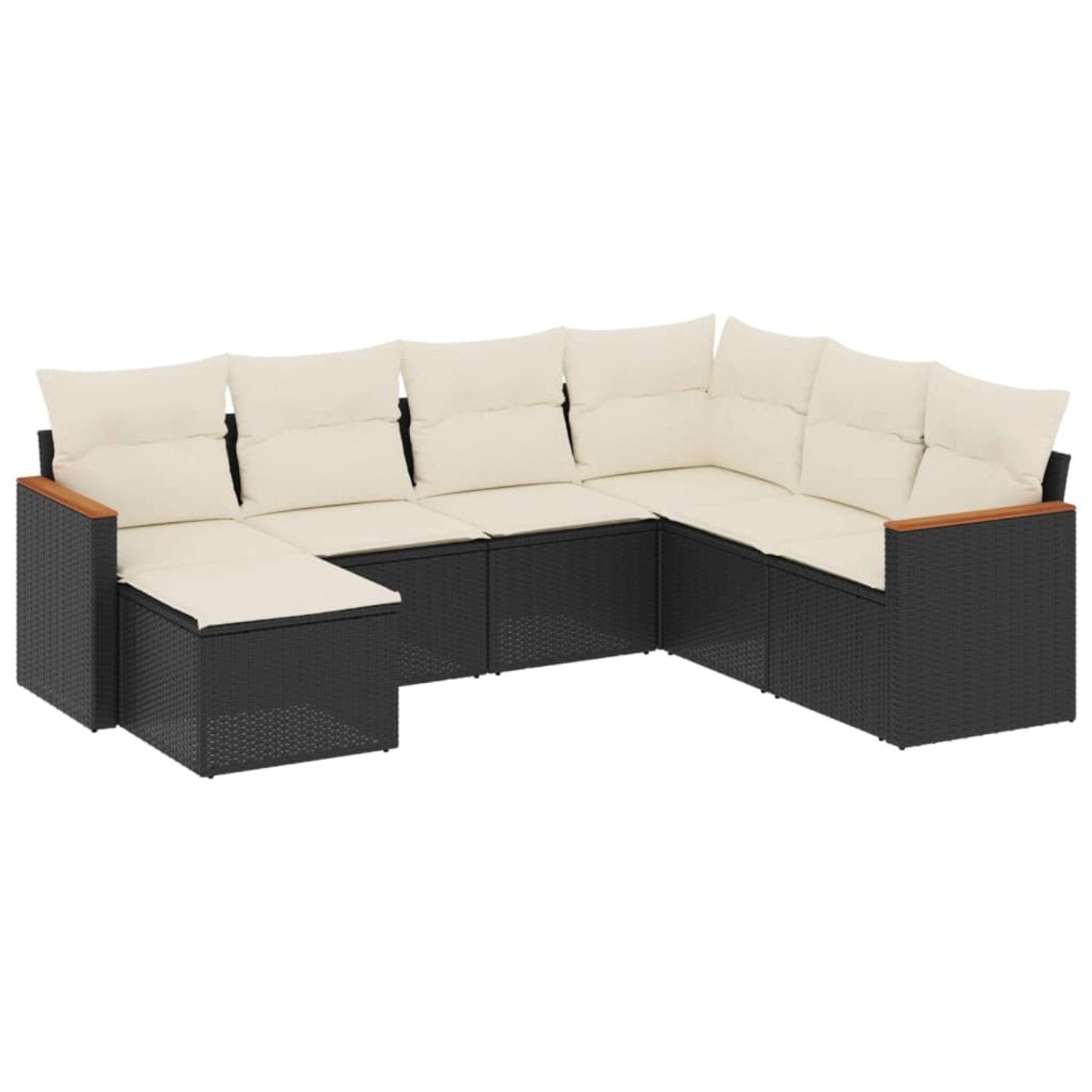 vidaXL 7-Tlg Garten-Sofagarnitur mit Kissen Schwarz Poly Rattan 3258605 günstig online kaufen