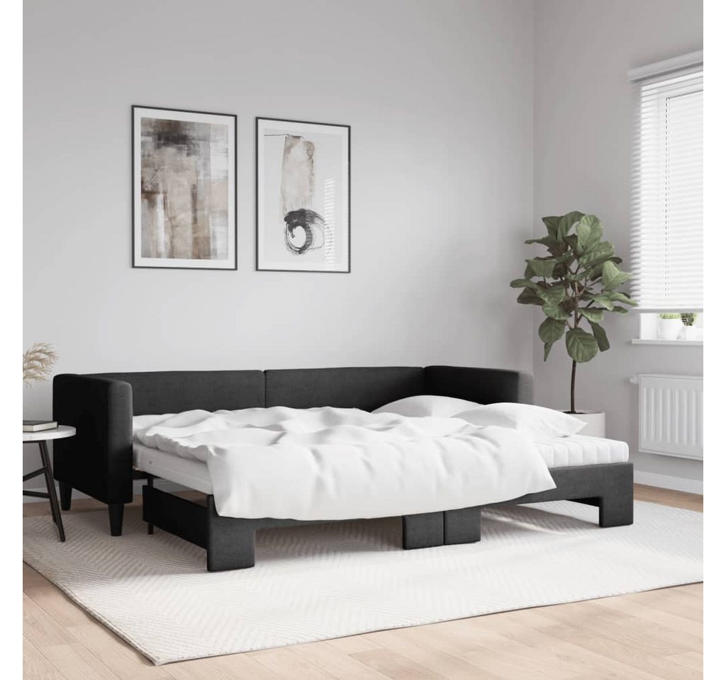 vidaXL Gästebett Gästebett Tagesbett Ausziehbar mit Matratzen Schwarz 80x20 günstig online kaufen