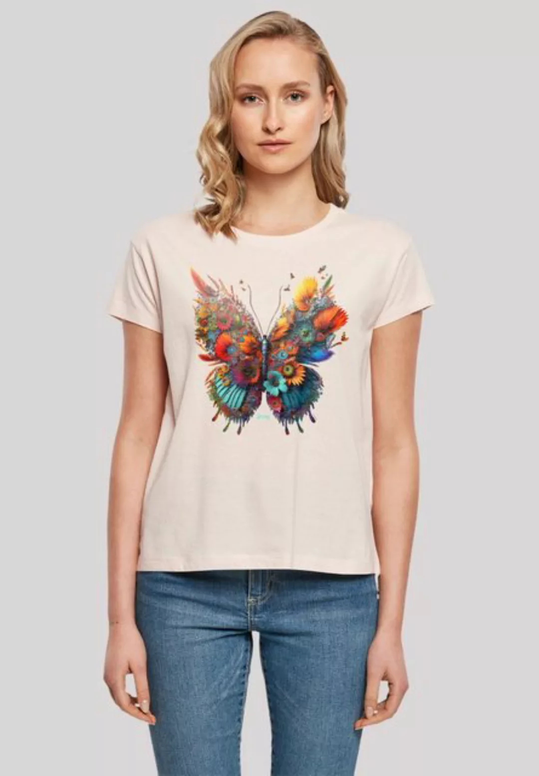 F4NT4STIC T-Shirt Schmetterling Blume Print günstig online kaufen