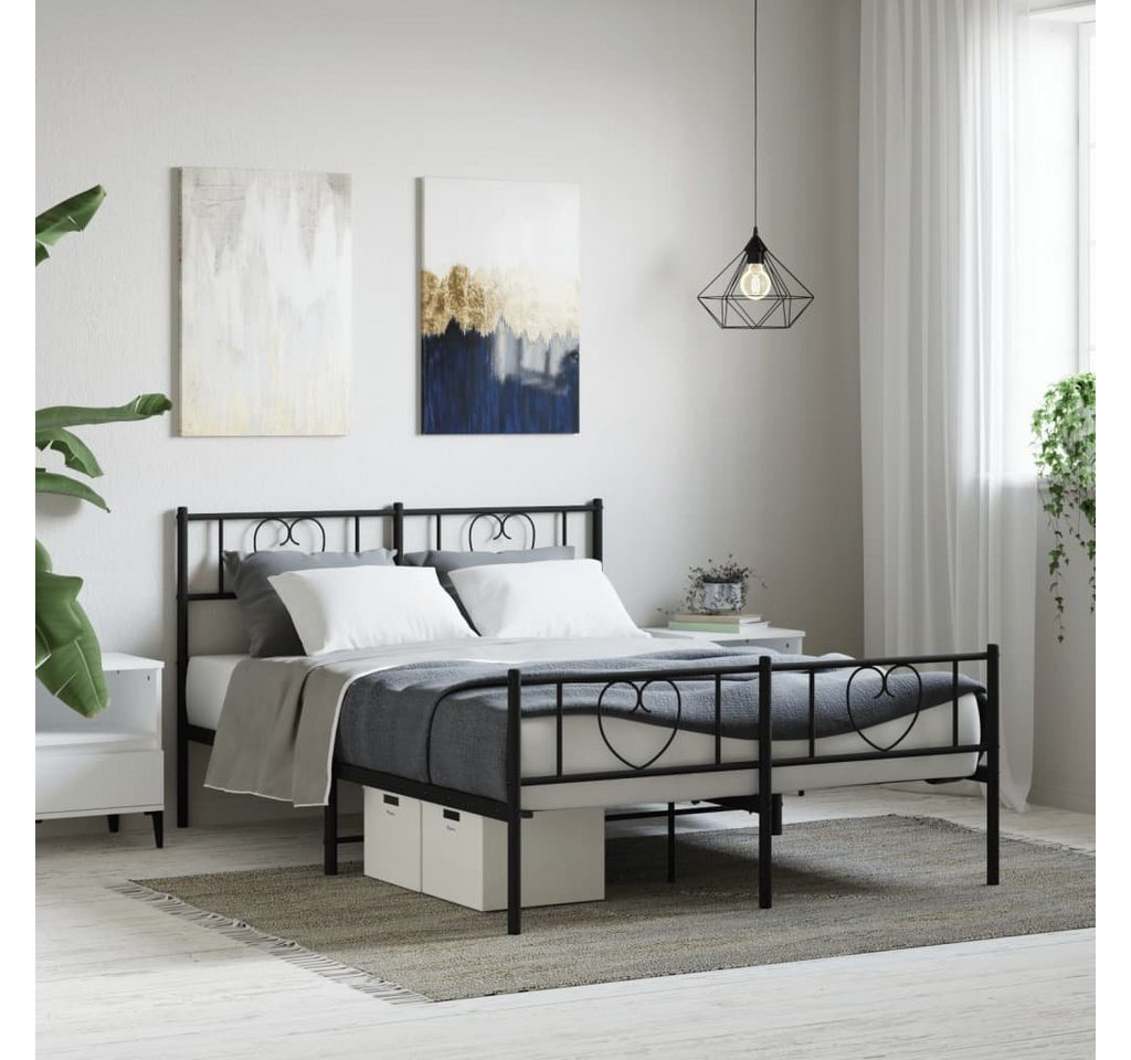 furnicato Bettgestell Metallbett ohne Matratze mit Fußteil Schwarz 160x200 günstig online kaufen