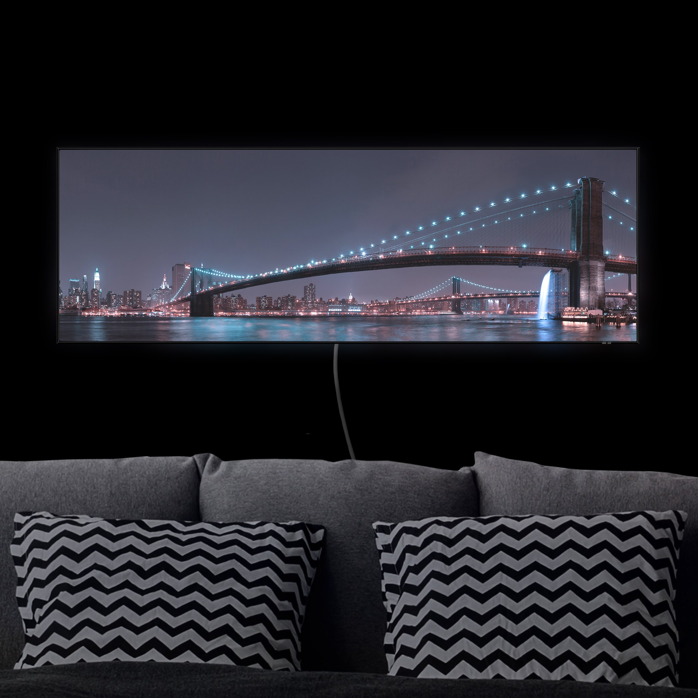 LED-Wechselbild Manhattan Skyline und Brooklyn Bridge günstig online kaufen