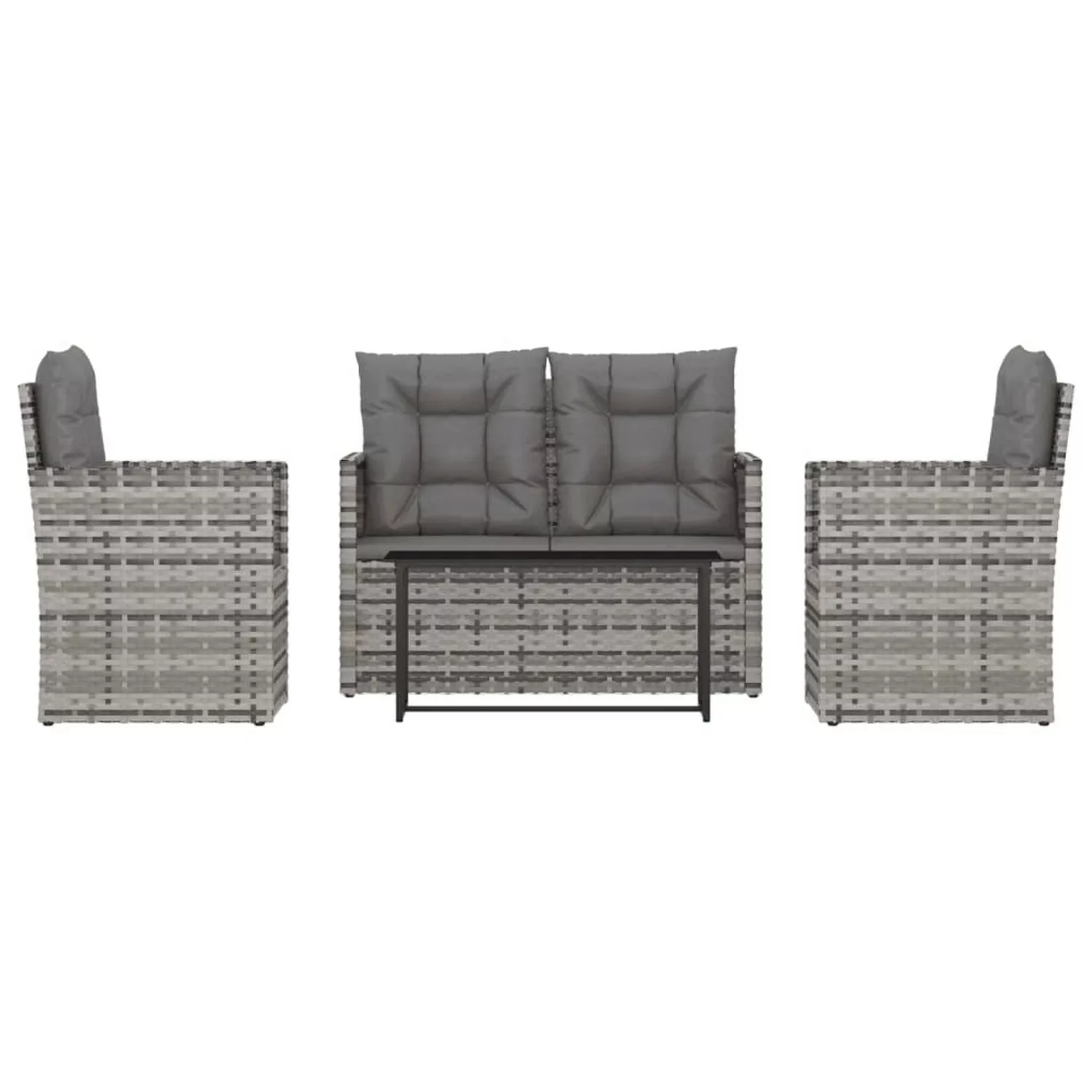 Vidaxl 4-tlg. Garten-lounge-set Mit Kissen Poly Rattan Grau günstig online kaufen