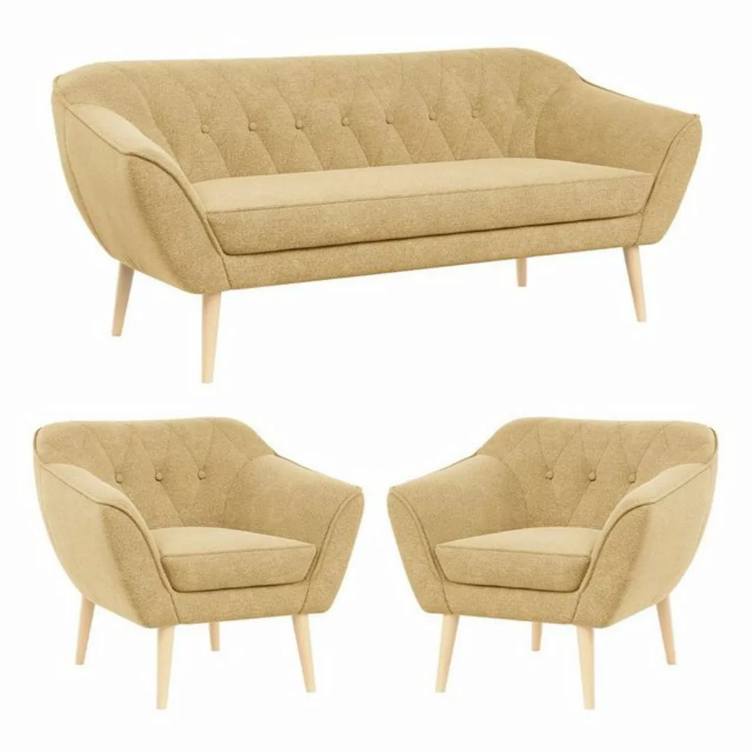 MKS MÖBEL Sofa PIRS 3 1 1, Set, Sofa, Sessel, T30-Schaum, Holzbeine, mit Re günstig online kaufen