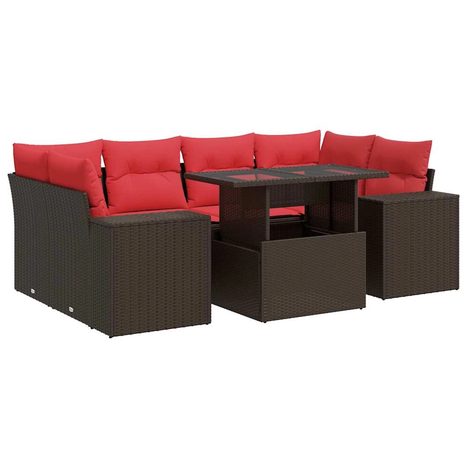 vidaXL 7-Tlg Garten-Sofagarnitur mit Kissen Braun Poly Rattan 3326755 günstig online kaufen