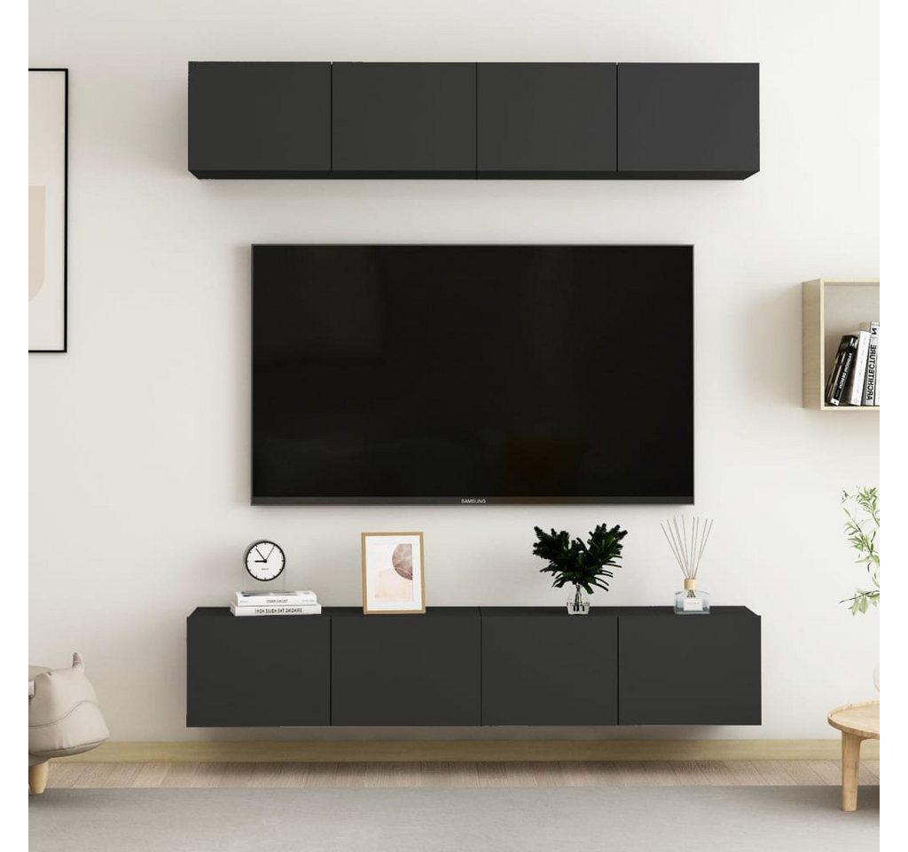 furnicato TV-Schrank TV-Schränke 4 Stk. Schwarz 80x30x30 cm Holzwerkstoff günstig online kaufen