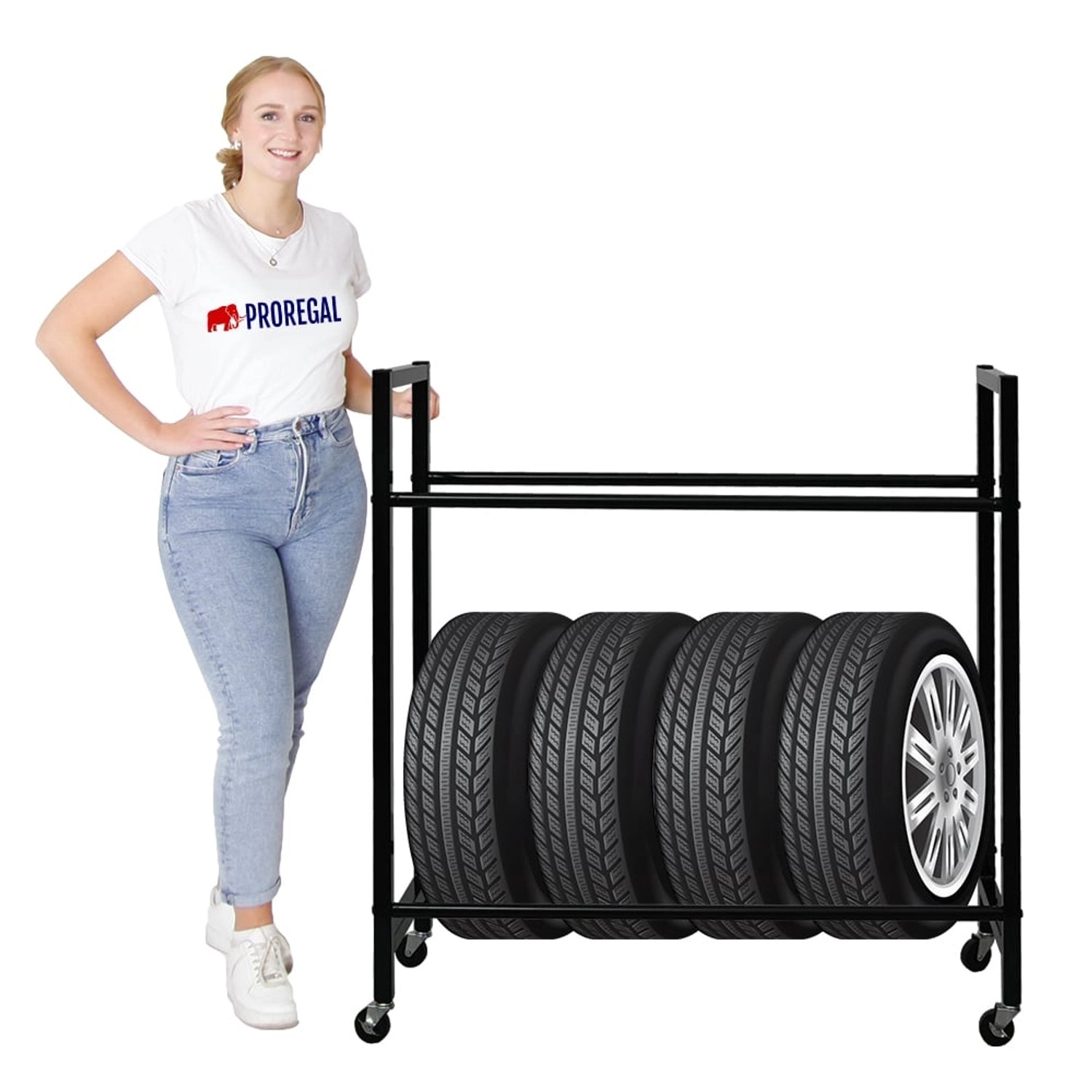 PROREGAL Reifenregal CARERRA Auf Rollen HxBxT 115 x 111 x 40 cm Bis Zu 8 Re günstig online kaufen