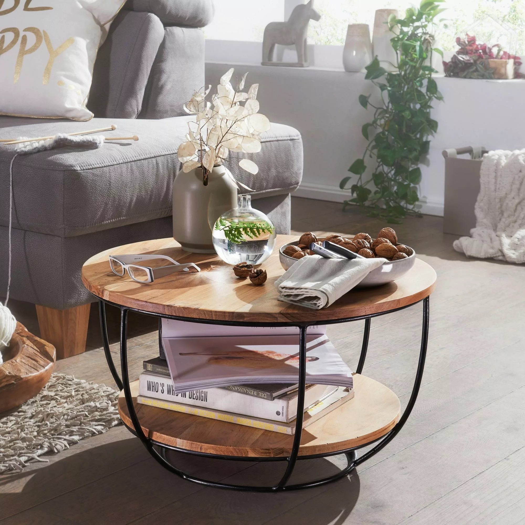 lovingHome® Couchtisch Couchtisch 60x34,5x60 cm Akazie günstig online kaufen