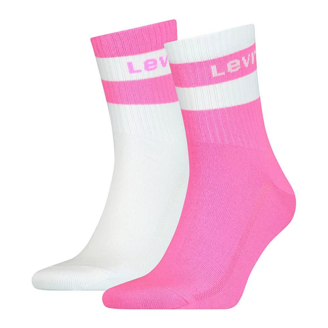Levi´s ® Rib Sport Logo Stripe Neon Short Socken 2 Paare EU 43-46 Neon Pink günstig online kaufen